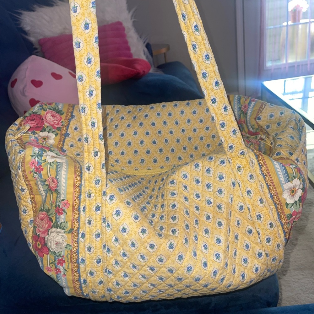 Vera Bradley Floral Yellow Quilted Tote Bag